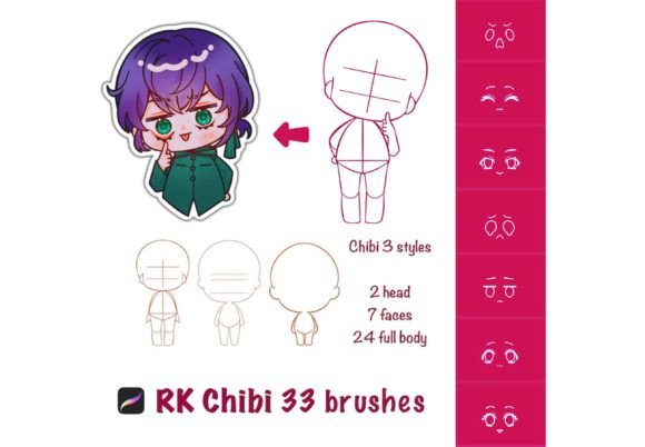 Download Cute Chibi Stamp Brushes for Procreate - Procreate Collection