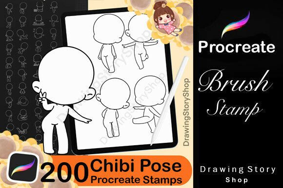 Download Base Chibi Procreate Pose Stamps Brushes - Procreate Collection